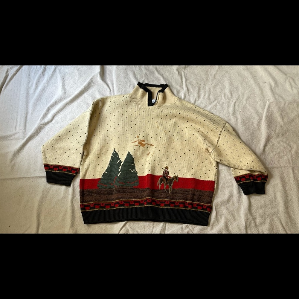 Sweater Loft Ugly Christmas Cowboy Aztec Embroider